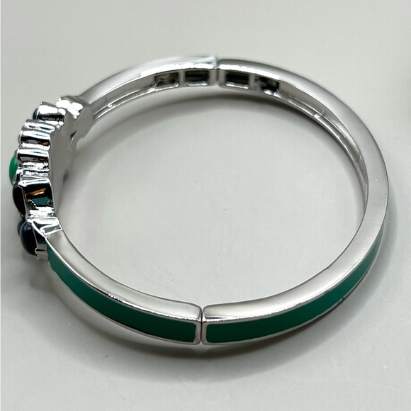 lia sophia “Florid” Med stretch bangle bracelet, Navy Blue & green resin - Picture 7 of 9